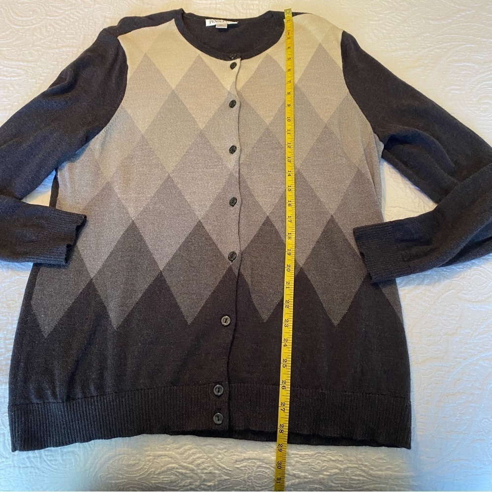 Pendleton 100% Wool Argyle Gray Button Front Card… - image 8